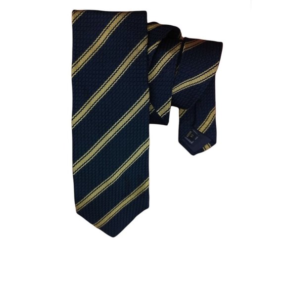 PAUL & SHARK Navy Striped Silk Tie HANDMADE ITALY 60